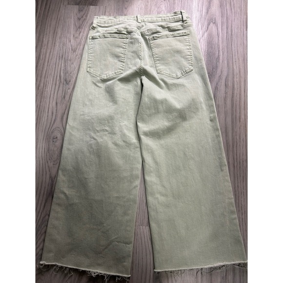 OAT New York Women's Green Wide Leg Crop Jeans Size 8 29 Raw Hem - Picture 4 of 5